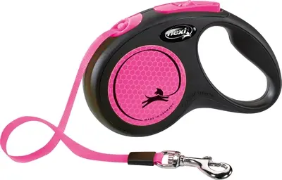 Flexi rollijn New Neon Tape zwart/roze S 5 m – tot 15 kg