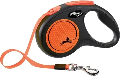Flexi rollijn New Neon Tape zwart/oranje S 5 m – tot 15 kg