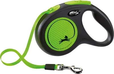 Flexi rollijn New Neon Tape zwart/groen M 5 m – tot 25 kg