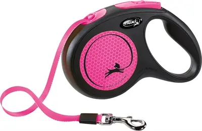 Flexi rollijn New Neon Tape zwart/roze M 5 m – tot 25 kg