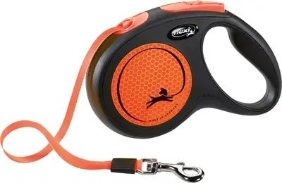 Flexi rollijn New Neon Tape zwart/oranje M 5 m – tot 25 kg