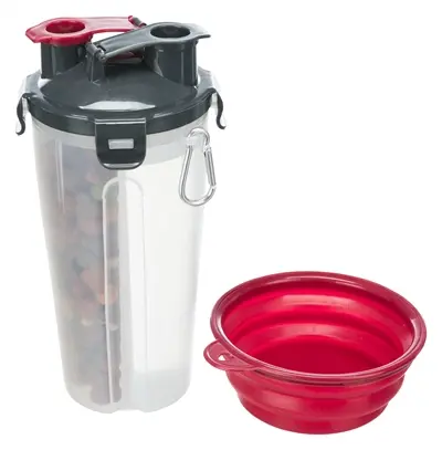 Trixie waterfles en voerfles 2 x 350 ml – met uitvouwbare siliconen bak