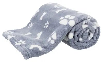 Trixie hondendeken Kenny blauw 75 x 50 cm – fleece met bot- en pootprint