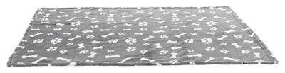 Trixie hondendeken Kenny grijs 100 x 75 cm – fleece met bot- en pootprint - Afbeelding 4