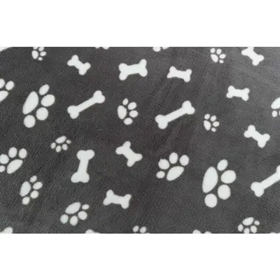 Trixie hondendeken Kenny grijs 100 x 75 cm – fleece met bot- en pootprint - Afbeelding 6