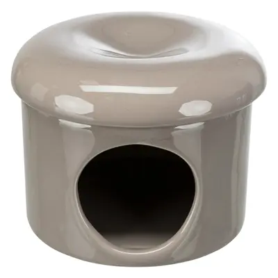 Trixie speelhuis muizen keramiek met deksel taupe 16 x 16 x 12 cm