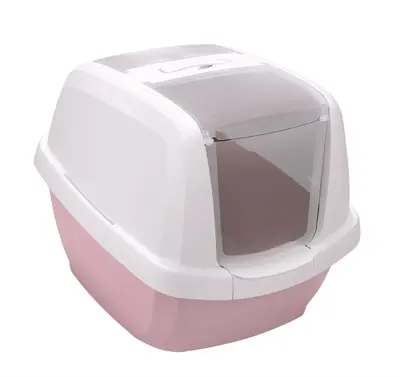 Imac kattenbak Maddy roze 62 x 49,5 x 47,5 cm – met kap en koolfilter