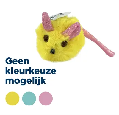 Fofos pluche muis met glitterstaart 14,5 x 6 x 6 cm – kattenspeelgoed