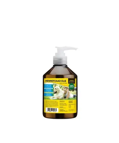 Utopia Diertotaal hennepzaadolie 500 ml met pompje – hond - Afbeelding 1