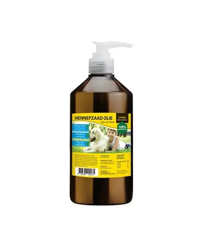 Utopia Diertotaal hennepzaadolie 1 liter met pompje – hond - Afbeelding 1