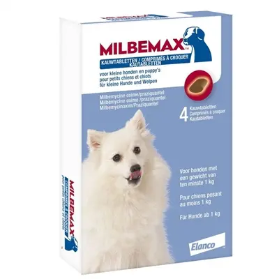 Milbemax kauwtabletten kleine hond en pup kipsmaak – 4 tabletten