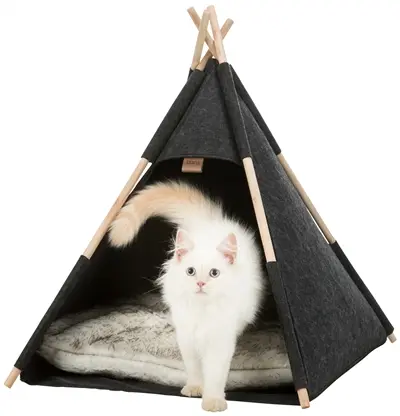 Trixie kattenmand tipi vilt antraciet 55 x 55 x 65 cm – langharig pluche