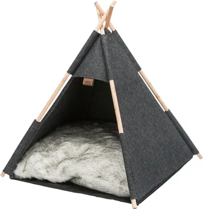 Trixie kattenmand tipi vilt antraciet 55 x 55 x 65 cm – langharig pluche - Afbeelding 4