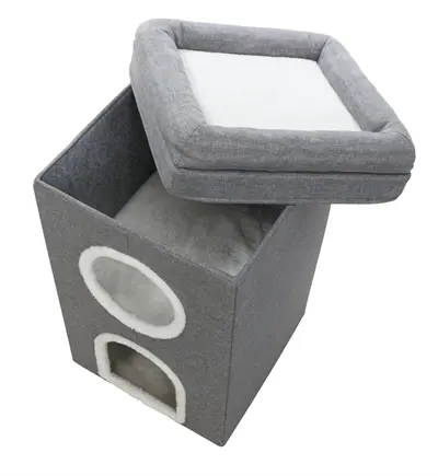 Trixie krabpaal Cat Tower Saul grijs 39 x 39 x 64 cm – krabton - Afbeelding 6
