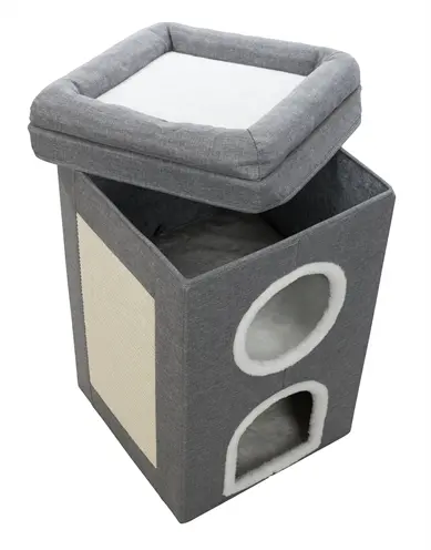 Trixie krabpaal Cat Tower Saul grijs 39 x 39 x 64 cm – krabton - Afbeelding 7