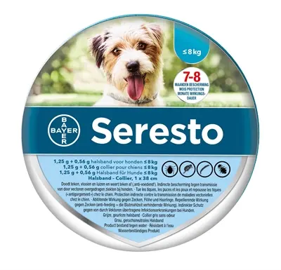 Bayer Seresto teken- en vlooienband hond S 38 cm – tot 8 kg, geurloos