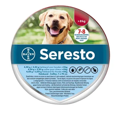 Bayer Seresto teken- en vlooienband hond L 70 cm – voor honden boven 8 kg