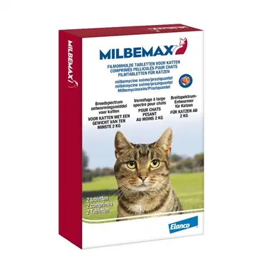 Milbemax ontwormingstabletten kat 2-8 kg – 2 tabletten met rundsmaak