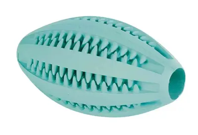Trixie Denta Fun rugbybal natuurrubber muntsmaak 11 cm – 3 stuks