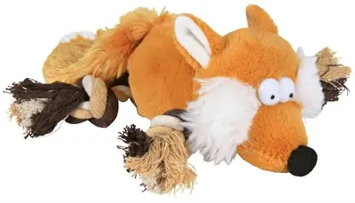 Trixie hondenknuffel vos pluche met touw 34 cm – met pieper