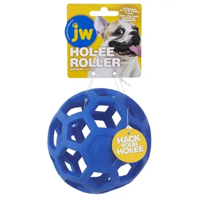 JW Hol-Ee Roller hondenbal M 11,5 cm – rubber, vulbaar, assorti - Afbeelding 4