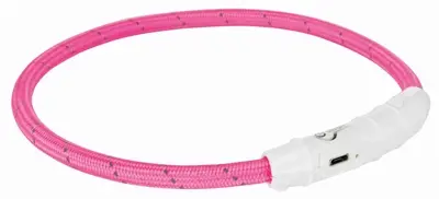 Trixie Flash lichtgevende halsband USB TPU/nylon roze XS-S 35 cm