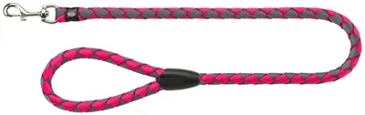 Trixie Cavo looplijn rond gevlochten fuchsia/grijs 100 x 1,2 cm