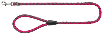 Trixie Cavo looplijn rond gevlochten fuchsia/grijs 100 x 1,8 cm