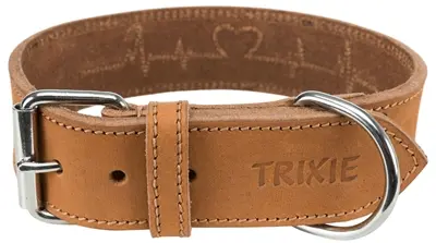 Trixie Rustic Heartbeat halsband vetleer bruin 38-47 x 4 cm