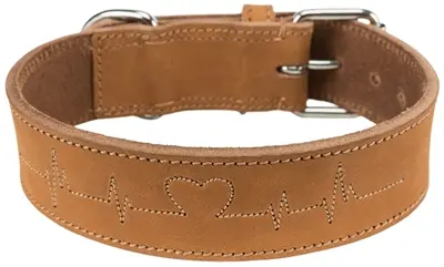 Trixie Rustic Heartbeat halsband vetleer bruin 47-55 x 4 cm