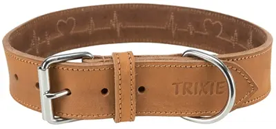 Trixie Rustic halsband vetleer Heartbeat bruin 55-65 x 4 cm