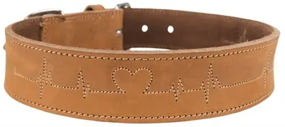 Trixie Rustic halsband vetleer Heartbeat bruin 55-65 x 4 cm - Afbeelding 2