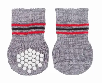 Trixie hondensokken anti-slip grijs L-XL – 2 stuks