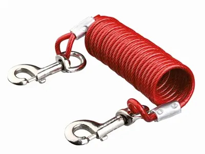 Trixie aanleglijn spiraalkabel rood 5 m – staalkabel met kunststof coating