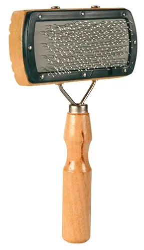 Trixie slickerborstel hout met metalen pinnen 18 x 10 cm – 3 stuks