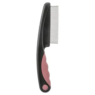 Trixie vlooienkam en stofkam 15 cm – metalen tanden, rubber handvat