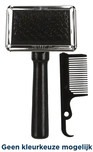 Trixie slickerborstel houten greep 13 x 6 cm – 3 stuks, assorti