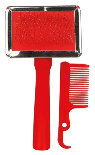 Trixie slickerborstel houten greep 13 x 6 cm – 3 stuks, assorti - Afbeelding 3