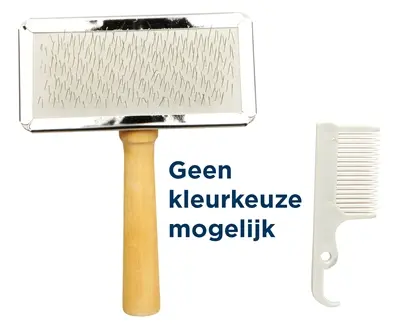 Trixie slickerborstel houten greep 13 x 9 cm – 3 stuks, assorti