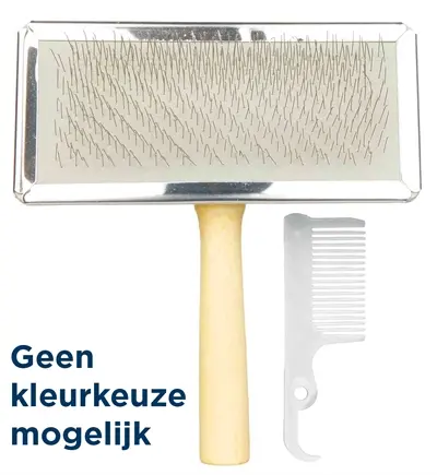 Trixie slickerborstel houten greep 14 x 11 cm – 3 stuks, assorti
