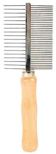 Trixie vachtkam tweezijdig middel/grof 17 cm – houten handvat, 3 stuks