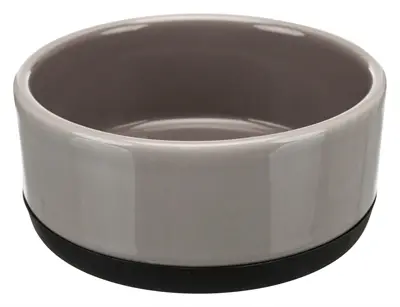 Trixie voerbak keramiek met rubberrand grijs 12 cm 400 ml – 4 stuks