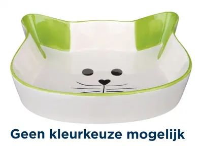 Trixie voerbak kattenhoofd met gezicht keramiek 15 cm 200 ml – 4 stuks