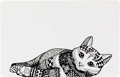 Trixie placemat kat wit/zwart 44 x 28 cm – slipvast, 6 stuks