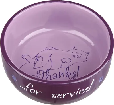 Trixie voerbak keramiek Thanks For Service 11 cm 300 ml – assorti, 4 stuks - Afbeelding 2