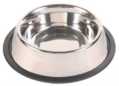 Trixie voerbak RVS 19 cm 450 ml – met antislipring, 4 stuks