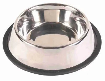 Trixie voerbak RVS 21 cm 700 ml – met antislipring, 4 stuks