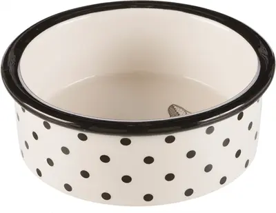 Trixie voerbak keramiek wit/zwart 12 cm 300 ml – 4 stuks