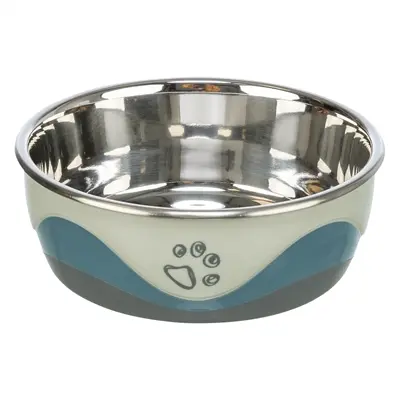 Trixie voerbak RVS met siliconen omhulsel wit/grijs 14 cm 400 ml – 4 stuks - Afbeelding 2