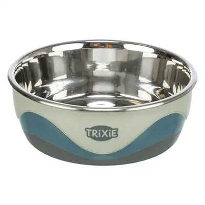 Trixie voerbak RVS met siliconen omhulsel wit/grijs 17 cm 750 ml – 4 stuks